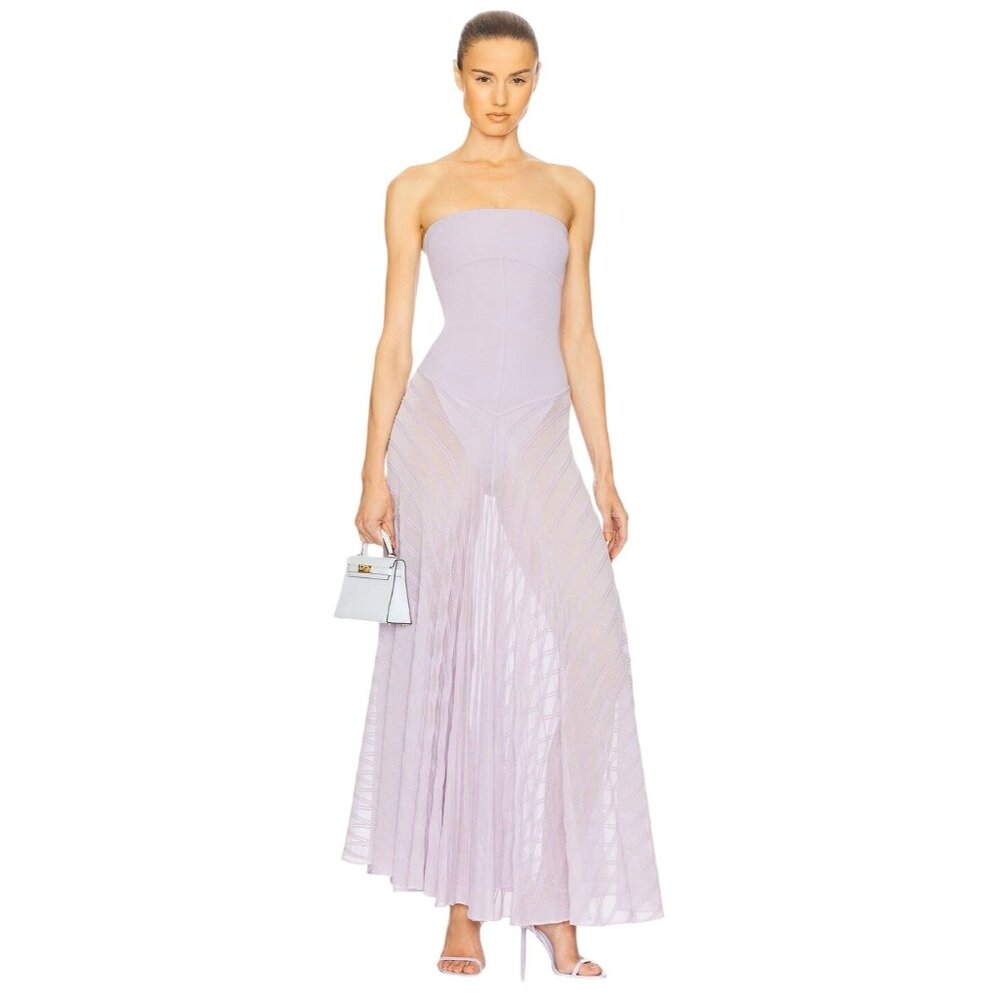 Helsa June Knit Bodysuit Dress in Lavender X-Large New Womens Maxi Gown